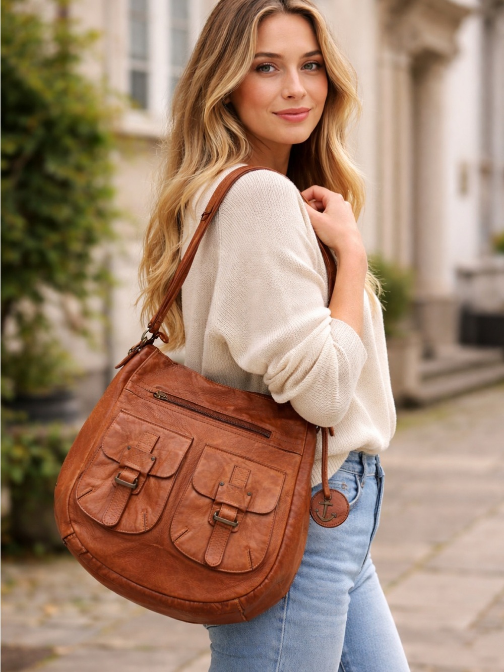 ❤️ Harbour 2nd Urban Poets Emerson Slouchy Shoulder Bag with Anchor Hang Tag